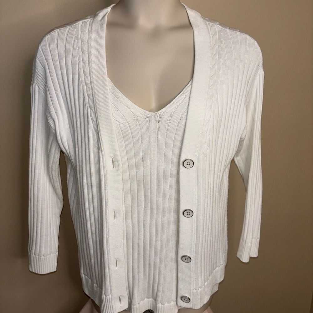 Talbots Classic White Cardigan Sweater